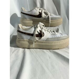 Nike Women's Court Vision Alta Sneakers White Leopard Size 9 Casual